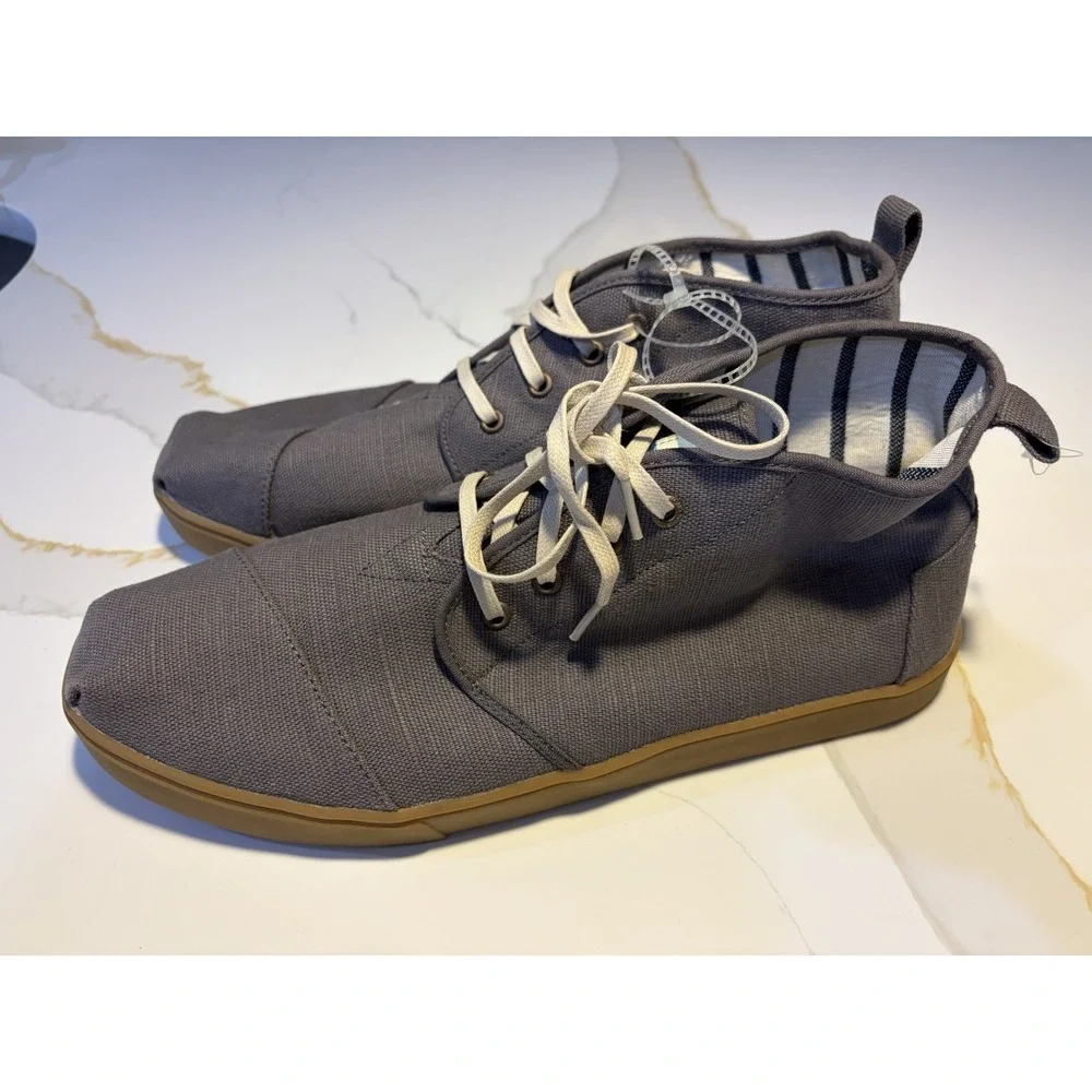 TOMS Men's Gray Canvas Chukka Sneakers Gum Sole Casual Shoes Size 14